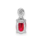Sterling Silver Rhodium Plated Diamond & Ruby Oval Pendant - Image 4