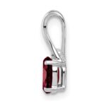 Sterling Silver Rhodium Plated Diamond Garnet Oval Pendant - Image 2