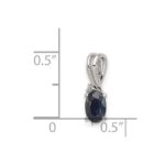Sterling Silver Rhodium Plated Diamond and Sapphire Oval Pendant - Image 3