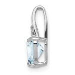 Sterling Silver Rhodium Plated Dia. & Aquamarine Heart Pendant - Image 2
