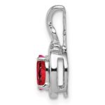 Sterling Silver Rhodium Plated Diamond & Ruby Oval Pendant - Image 2