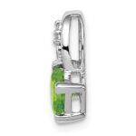 Sterling Silver Rhodium Plated Diamond and Peridot Square Pendant - Image 2