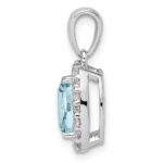 Sterling Silver Rhodium Plated White Topaz & Aquamarine Pendant - Image 2