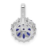 Sterling Silver Rhodium Plated Diamond & Sapphire Pendant - Image 4