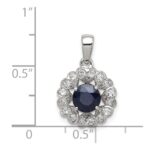 Sterling Silver Rhodium Plated White Topaz & Sapphire Pendant - Image 3