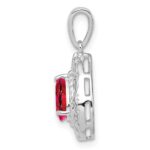 Sterling Silver Rhodium Plated Ruby Teardrop Pendant - Image 2