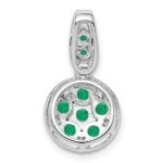 Sterling Silver Rhodium-plated & Emerald Circle Pendant - Image 4