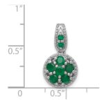Sterling Silver Rhodium-plated & Emerald Circle Pendant - Image 3
