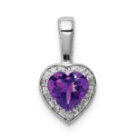 Sterling Silver Rhodium-plated Diamond and Amethyst Pendant