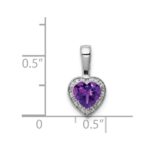 Sterling Silver Rhodium-plated Diamond and Amethyst Pendant - Image 3