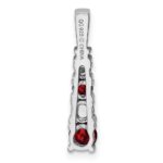 Sterling Silver Rhodium-plated Garnet & Diamond Pendant - Image 3