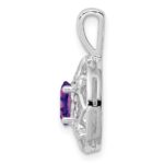 Sterling Silver Rhodium-plated Amethyst and Diamond Pendant - Image 2