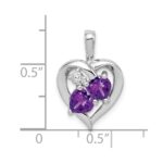 Sterling Silver Rhodium-plated Amethyst and Diamond Pendant - Image 3