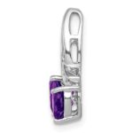 Sterling Silver RH Plated Diamond and Amethyst Double Heart Chain Slide - Image 2