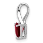 Sterling Silver Rhodium Plated Diamond and Garnet Trillion Pendant - Image 2