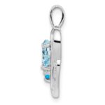 Sterling Silver Rhodium Plated Diamond & Sky Blue Topaz Pendant - Image 2