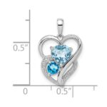 Sterling Silver Rhodium Plated Diamond & Sky Blue Topaz Pendant - Image 3