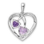 Sterling Silver RH Plated Diamond Amethyst and Rose de France Pendant - Image 3