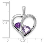 Sterling Silver RH Plated Diamond Amethyst and Rose de France Pendant - Image 3