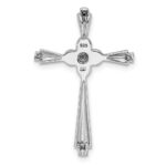 Sterling Silver Rhod Plated Diamond FW Cultured Pearl Cross Pendant - Image 4