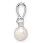 Sterling Silver Rhod Plated Diamond and FW Cultured Pearl Pendant - Image 2