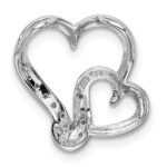 Sterling Silver Rhodium Plated Diamond Double Heart Pendant - Image 4