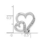 Sterling Silver Rhodium Plated Diamond Double Heart Pendant - Image 3