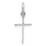 Sterling Silver RH Plated Child's Polished Cross Pendant - Image 4