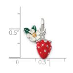 Sterling Silver Multi-color Enamel Flower & Strawberry Children's Pendant - Image 3
