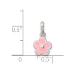 Sterling Silver Polished Pink Enameled Flower Children's Pendant - Image 3