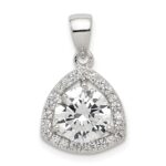 Sterling Silver Rhodium-plated Polished CZ Pendant