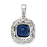 Sterling Silver Rhodium-plated CZ and Blue Glass Pendant - Image 4