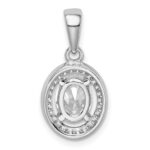 Sterling Silver Rhodium-plated w/ CZ Oval Pendant - Image 4