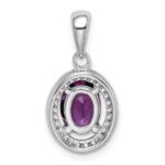 Sterling Silver Rhodium-plated Polished Amethyst and CZ Pendant - Image 4
