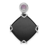 Sterling Silver Rhodium-plated Black Agate and Amethyst Pendant - Image 4