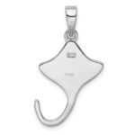 Sterling Silver Rhodium-plated Created Blue Opal Stingray Pendant - Image 4