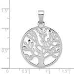 Sterling Silver Rhodium-plated Polished Circle w/Tree Pendant - Image 3