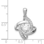 Sterling Silver Platinum-plated Vibrant CZ Pendant - Image 3