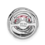 Sterling Silver Platinum-plated Polished Vibrant Pink CZ Circle Pendant - Image 3