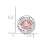 Sterling Silver Platinum-plated Polished Vibrant Pink CZ Circle Pendant - Image 4
