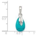 Sterling Silver Polished Lab Created Turquoise Pendant - Image 3