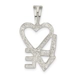 Sterling Silver Polished L HEART V E Chain Slide Pendant - Image 4