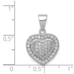 Sterling Silver Rhodium-plated Polished CZ Heart Pendant - Image 3
