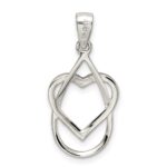 Sterling Silver Rhodium-plated Polished CZ Heart Pendant - Image 4