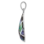Sterling Silver Rhodium-plated Polished Teardrop Abalone Pendant - Image 2
