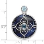 Sterling Silver Rhodium-plated w/Sodalite & Blue Topaz Pendant - Image 3