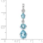 Sterling Silver Rhodium-plated Blue Topaz Pendant - Image 4