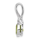 Sterling Silver Rhodium-plated CZ and Peridot Pendant - Image 2
