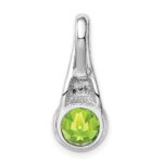 Sterling Silver Rhodium-plated CZ and Peridot Pendant - Image 3