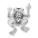 Sterling Silver Rhodium White Topaz & Chrome Diopside Frog Pendant - Image 4